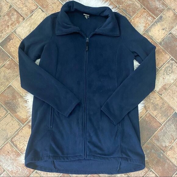 [Bench] Navy Blue Mid Length Fleece Jacket - Size Large - Picture 1 of 6